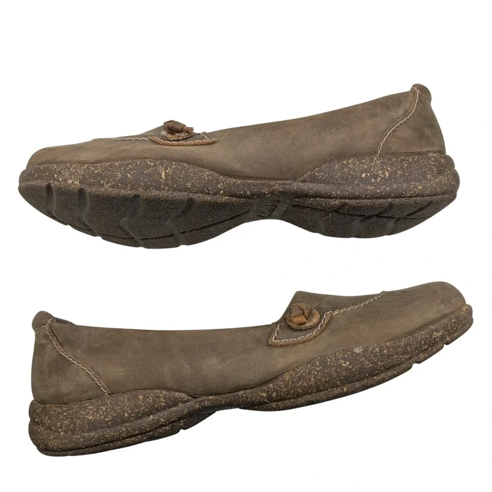 Clarks‎ Collection Women's Carleigh Lulin Olive Leather Slip On Loafers Size 6.5